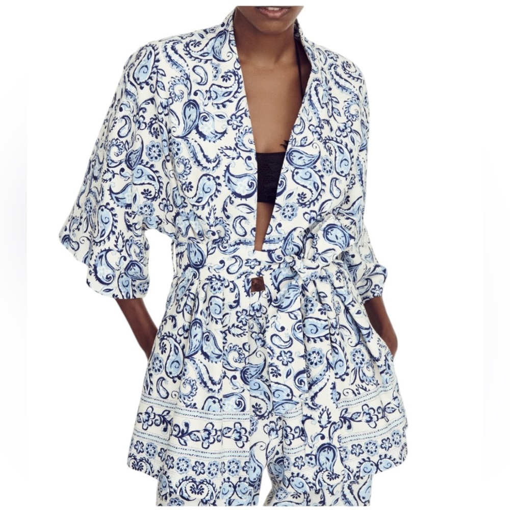 Zara Blue and White Paisley Kimono